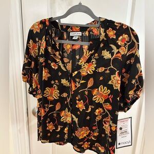 Sam & Jess Black Floral Women's Blouse